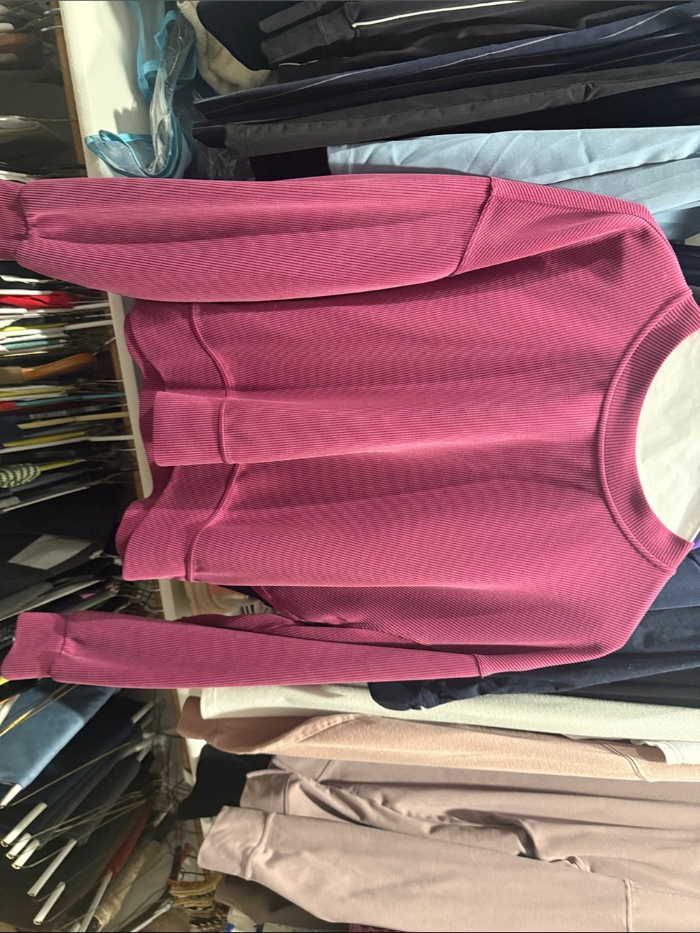 lululemon athletica Pink Ribbed Long-Sleeve Crop Top